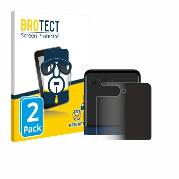 Parte frontal de un envase de producto con el logotipo de la marca BROTECT. Al lado se muestra el dispositivo Motorola Razr 60