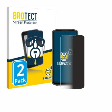 Parte frontal de un envase de producto con el logotipo de la marca BROTECT. Al lado se muestra el dispositivo Doogee Blade 20 