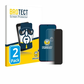 Parte frontal de un envase de producto con el logotipo de la marca BROTECT. Al lado se muestra el dispositivo Huawei Pura 80 c