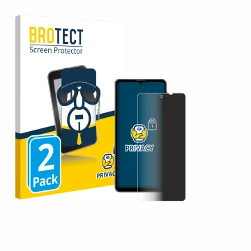 Parte frontal de un envase de producto con el logotipo de la marca BROTECT. Al lado se muestra el dispositivo Sharp Aquos Sens