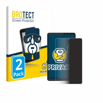 Parte frontal de un envase de producto con el logotipo de la marca BROTECT. Al lado se muestra el dispositivo Lenovo Tab One 8