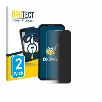 Parte frontal de un envase de producto con el logotipo de la marca BROTECT. Al lado se muestra el dispositivo Oukitel WP60 con