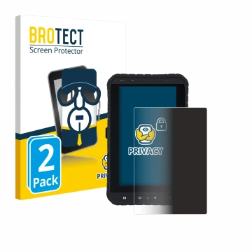 Parte frontal de un envase de producto con el logotipo de la marca BROTECT. Al lado se muestra el dispositivo Winmate M700DQ8 