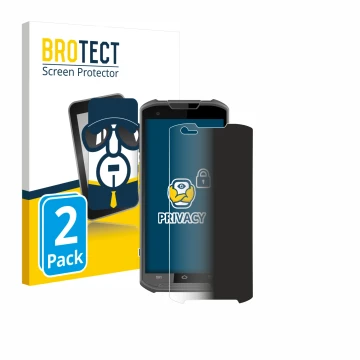 Parte frontal de un envase de producto con el logotipo de la marca BROTECT. Al lado se muestra el dispositivo Newland MT93 con
