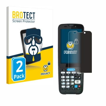 Parte frontal de un envase de producto con el logotipo de la marca BROTECT. Al lado se muestra el dispositivo Unitech HT330 co