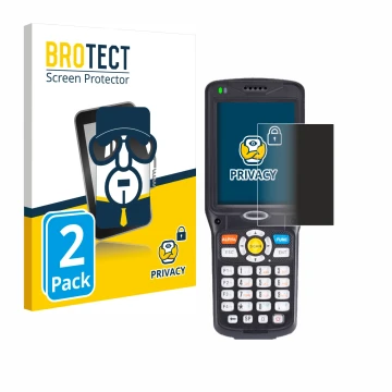 Parte frontal de un envase de producto con el logotipo de la marca BROTECT. Al lado se muestra el dispositivo Unitech HT510A c