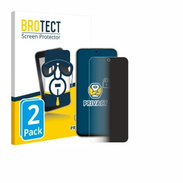 Parte frontal de un envase de producto con el logotipo de la marca BROTECT. Al lado se muestra el dispositivo Nubia V80 Pro co