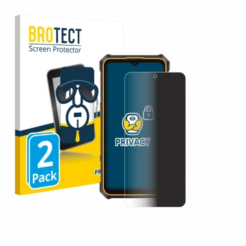 Parte frontal de un envase de producto con el logotipo de la marca BROTECT. Al lado se muestra el dispositivo Ulefone RugKing 
