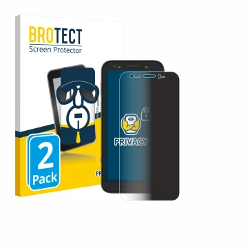 Parte frontal de un envase de producto con el logotipo de la marca BROTECT. Al lado se muestra el dispositivo Zebra TC501 con 