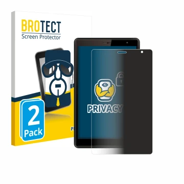 Parte frontal de un envase de producto con el logotipo de la marca BROTECT. Al lado se muestra el dispositivo Logicom Tab 80 8