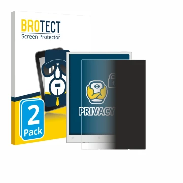 Parte frontal de un envase de producto con el logotipo de la marca BROTECT. Al lado se muestra el dispositivo Viwoods AiPaper 