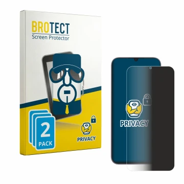 Parte frontal de un envase de producto con el logotipo de la marca BROTECT. Al lado se muestra el dispositivo realme C100i con