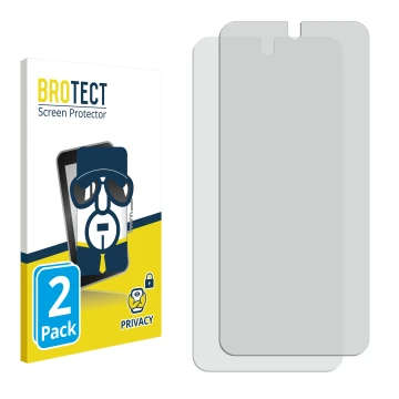 Parte frontal de un envase de producto con el logotipo de la marca BROTECT. Al lado está el protector de pantalla correspondie