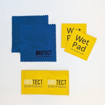 Componentes del kit de accesorios con paño de limpieza y de microfibra