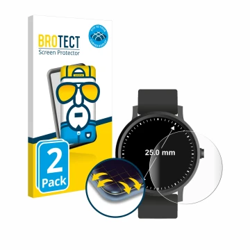 Parte frontal de un envase de producto con el logotipo de la marca BROTECT. Al lado se muestra el dispositivo Relojes (Circula