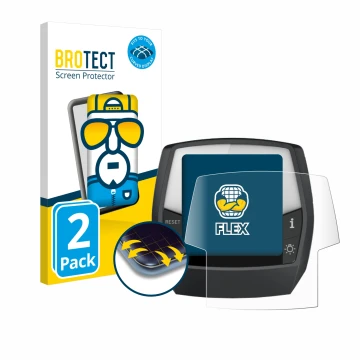 Parte frontal de un envase de producto con el logotipo de la marca BROTECT. Al lado se muestra el dispositivo Bosch Intuvia Pe