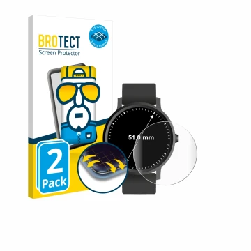 Parte frontal de un envase de producto con el logotipo de la marca BROTECT. Al lado se muestra el dispositivo Relojes (Circula