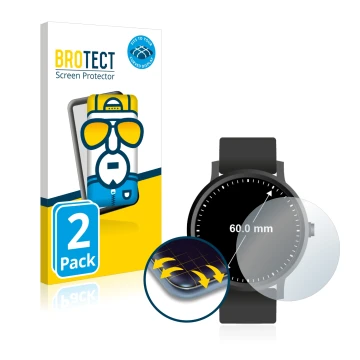 Parte frontal de un envase de producto con el logotipo de la marca BROTECT. Al lado se muestra el dispositivo Relojes (Circula