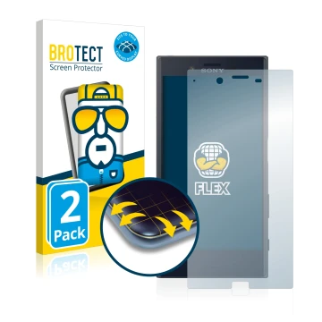 Parte frontal de un envase de producto con el logotipo de la marca BROTECT. Al lado se muestra el dispositivo Sony Xperia XZ c