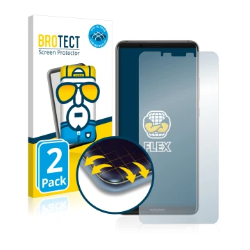 Parte frontal de un envase de producto con el logotipo de la marca BROTECT. Al lado se muestra el dispositivo Huawei Mate 10 P