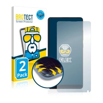 Parte frontal de un envase de producto con el logotipo de la marca BROTECT. Al lado se muestra el dispositivo Xiaomi Mi Mix 2S