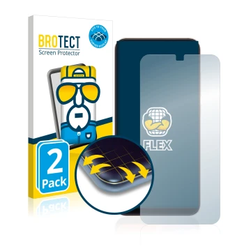 Parte frontal de un envase de producto con el logotipo de la marca BROTECT. Al lado se muestra el dispositivo Xiaomi Mi 8 con 