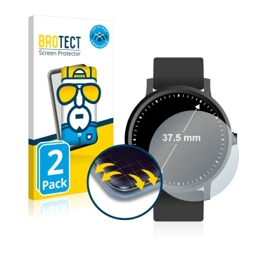 Parte frontal de un envase de producto con el logotipo de la marca BROTECT. Al lado se muestra el dispositivo Relojes (Circula