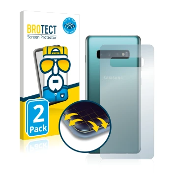 Parte frontal de un envase de producto con el logotipo de la marca BROTECT. Al lado se muestra el dispositivo Samsung Galaxy S