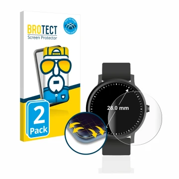 Parte frontal de un envase de producto con el logotipo de la marca BROTECT. Al lado se muestra el dispositivo Circular Display