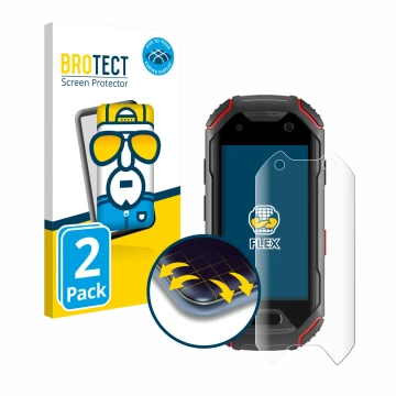 Parte frontal de un envase de producto con el logotipo de la marca BROTECT. Al lado se muestra el dispositivo Unihertz Atom co