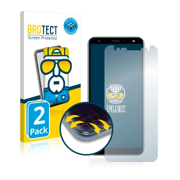 Parte frontal de un envase de producto con el logotipo de la marca BROTECT. Al lado se muestra el dispositivo LG K40 con su pr