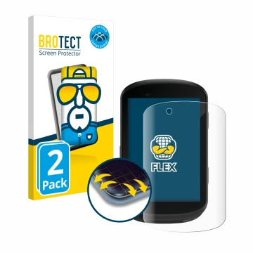 Parte frontal de un envase de producto con el logotipo de la marca BROTECT. Al lado se muestra el dispositivo Garmin Edge 830 