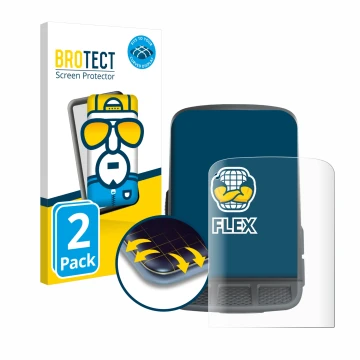 Parte frontal de un envase de producto con el logotipo de la marca BROTECT. Al lado se muestra el dispositivo Wahoo Elemnt Roa