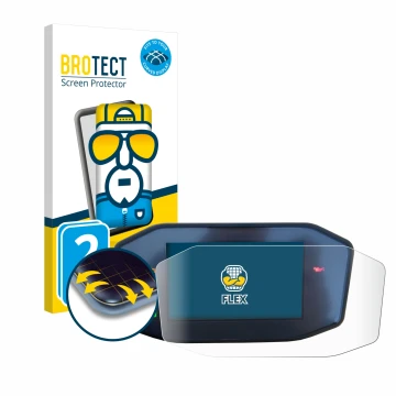 Parte frontal de un envase de producto con el logotipo de la marca BROTECT. Al lado se muestra el dispositivo KTM 790 Duke con