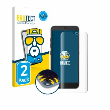 Parte frontal de un envase de producto con el logotipo de la marca BROTECT. Al lado se muestra el dispositivo Fairphone 3 con 