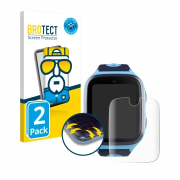 Parte frontal de un envase de producto con el logotipo de la marca BROTECT. Al lado se muestra el dispositivo Xplora X4 con su