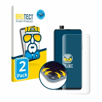 Parte frontal de un envase de producto con el logotipo de la marca BROTECT. Al lado se muestra el dispositivo Huawei P smart P