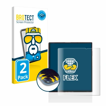 Parte frontal de un envase de producto con el logotipo de la marca BROTECT. Al lado se muestra el dispositivo Huawei Mate Xs c