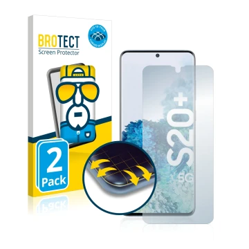 Parte frontal de un envase de producto con el logotipo de la marca BROTECT. Al lado se muestra el dispositivo Samsung Galaxy S