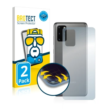Parte frontal de un envase de producto con el logotipo de la marca BROTECT. Al lado se muestra el dispositivo Samsung Galaxy S