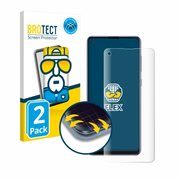 Parte frontal de un envase de producto con el logotipo de la marca BROTECT. Al lado se muestra el dispositivo Samsung Galaxy A