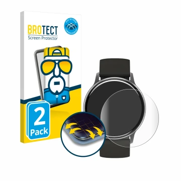 Parte frontal de un envase de producto con el logotipo de la marca BROTECT. Al lado se muestra el dispositivo Umidigi Uwatch 2