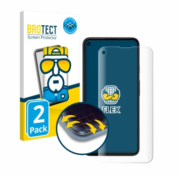 Parte frontal de un envase de producto con el logotipo de la marca BROTECT. Al lado se muestra el dispositivo Google Pixel 4a 