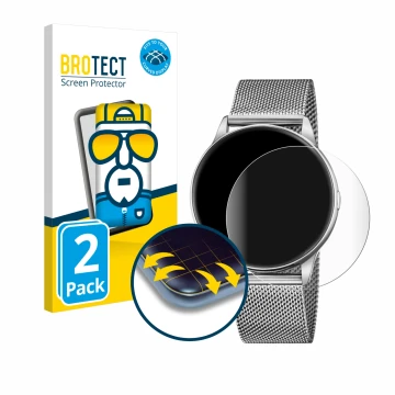 Parte frontal de un envase de producto con el logotipo de la marca BROTECT. Al lado se muestra el dispositivo Lotus Smartime 5