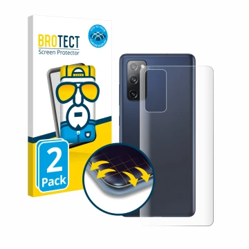 Parte frontal de un envase de producto con el logotipo de la marca BROTECT. Al lado se muestra el dispositivo Samsung Galaxy S