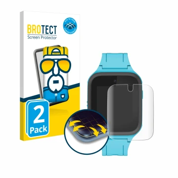 Parte frontal de un envase de producto con el logotipo de la marca BROTECT. Al lado se muestra el dispositivo TCL Movetime Fam