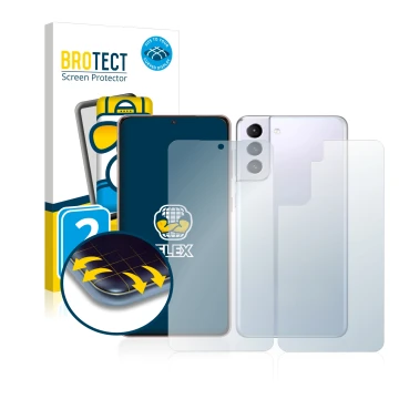 Parte frontal de un envase de producto con el logotipo de la marca BROTECT. Al lado se muestra el dispositivo Samsung Galaxy S