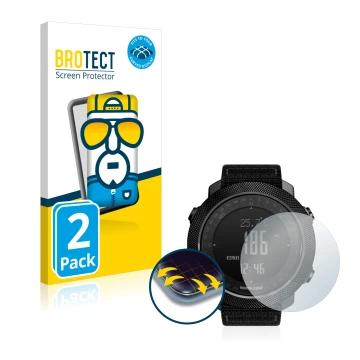 Parte frontal de un envase de producto con el logotipo de la marca BROTECT. Al lado se muestra el dispositivo North Edge Apach