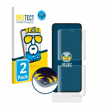 Parte frontal de un envase de producto con el logotipo de la marca BROTECT. Al lado se muestra el dispositivo Samsung Galaxy Z