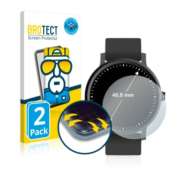 Parte frontal de un envase de producto con el logotipo de la marca BROTECT. Al lado se muestra el dispositivo Relojes (Circula